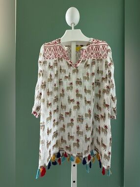 Roberta Roller Rabbit Llama Print Tassel Tunic